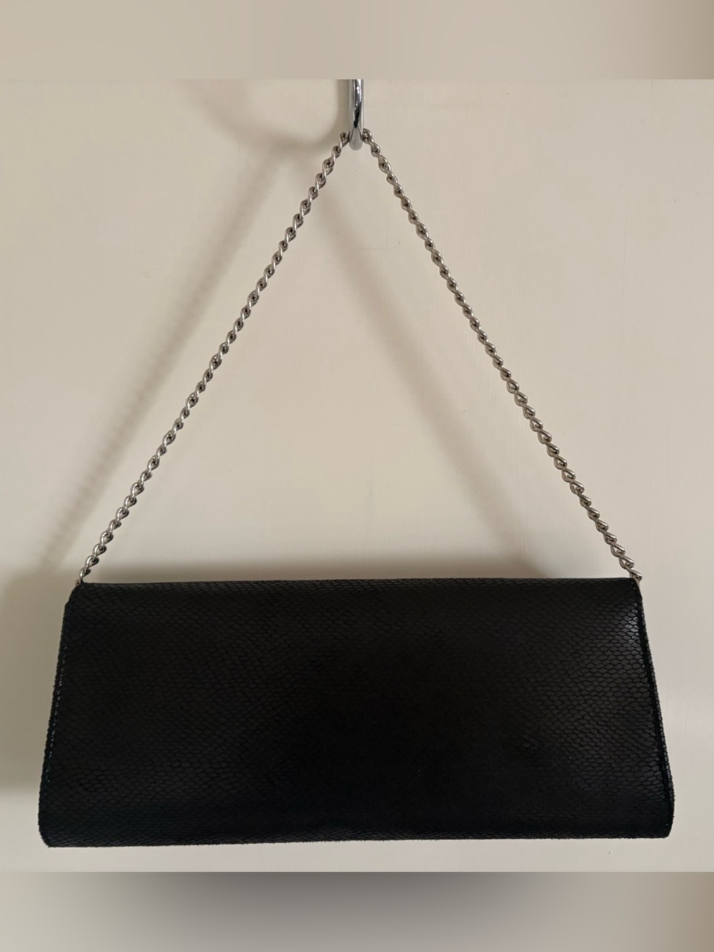 White House Black Market Black Chain Strap Black Purse/Clutch - Picture 2 of 12